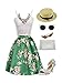 PERSUN Women Floral Midi A-Line Skater Skirt (Oneseize, Green)