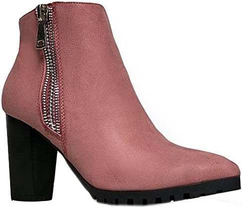Zipper Designer Western Pointed Toe Wooden Heel cowboy Ankle Boot Moto Bootie ,Wine ,8.5 B(M) US