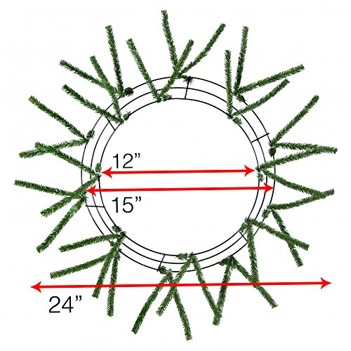 SNS 15-24" Pencil Tinsel Work Wreath Form Two-Tone Green, Black Frame Diameter (Outside): 15, Finished Wreath Diameter: 24