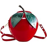 123Arts Apple Shape Shoulder Bag Crossbody Bag PU Leather Handbag