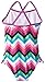 Kanu Surf Girls' Layla Beach Sport Banded 1 Piece Swimsuit, Olivia Pink Chevron, 14