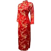 7Fairy Women's Wedding Red Floral Long Sleeve Chinese Dress Cheongsam