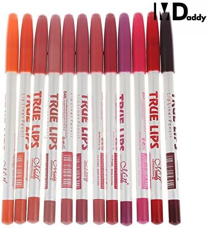 MDaddy 12pcs Colors Waterproof Professional Lip Liners, Makeup Pen Pencil Set