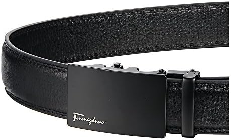 Fenrnagdnno Men's Leather Belt - Adjustable Rachet Belt with Automatic Buckle,Black