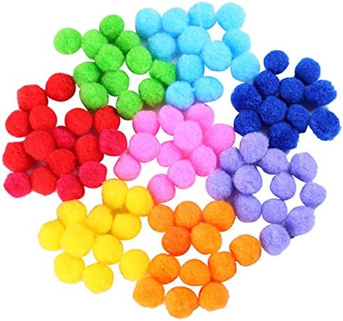 Heirtronic 250 Pieces Multi-Color Pompoms for DIY Creative Crafts Decoration and Hobby Supplies, 0.9inch