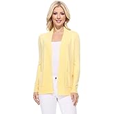 YEMAK Women's Knit Cardigan Sweater – Long Sleeve Open Front Basic Classic Casual Soft Lightweight Knitted Shrug with Pocket