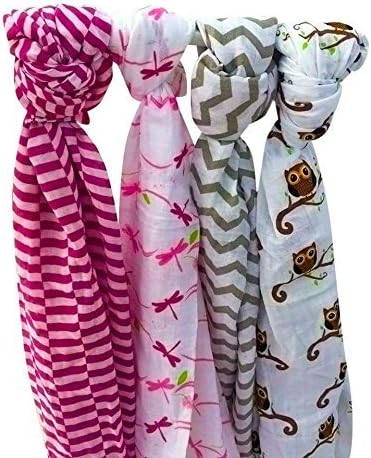 Bamboo 4pack Muslin Blankets for Baby Girl