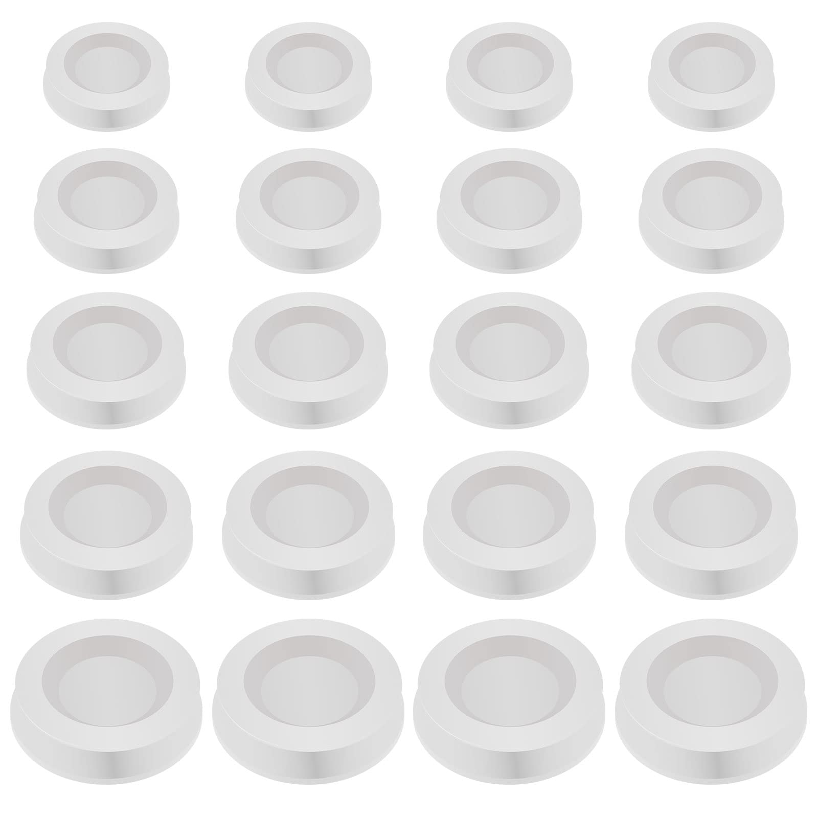 BLMHTWO 20 Pieces Piggy Bank Stoppers, Money Box Stoppers Rubber Rubber Stoppers for Money Boxes White 5 Sizes Round Piggy Bank Stopper Replacement