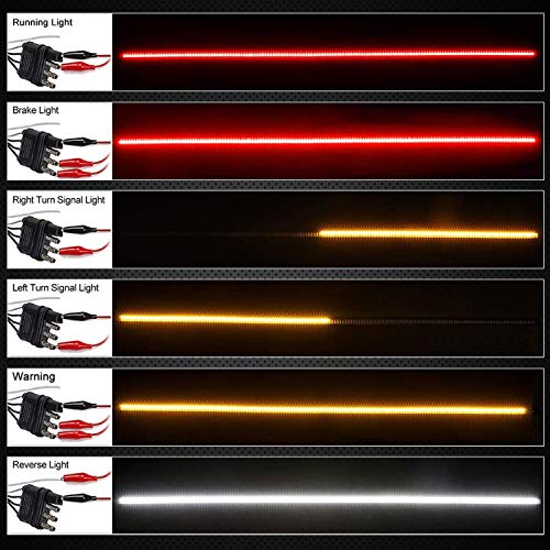 BEEYEO LED Tailgate Light Bar, 60" Triple Row Tailgate LED Light Strip Brake,Running,Sequential Amber Turn Signal,Reverse Tail Light Bar for Pickup Truck Ford Dodge Ram Chevy GMC SUV No Drill Install