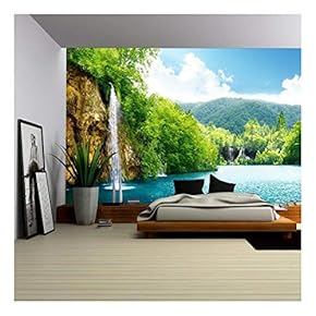 Waterfall in Deep Forest of Croatia - Removable Wall Mural | Self-Adhesive Large Wallpaper - 66x96 inches
