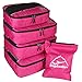 Hopsooken 5 Set Packing Cubes for Travel Large Suitcase Luggage Organizer Bags Travel Accessories Vacation 4 Cubes 1 Laundry Pouch Bag (Rose)