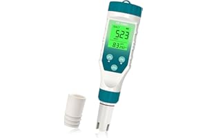 Terronix 5-in-1 Digital Water Quality Tester, Salinity & pH Meter – Aquarium & Hydroponics Monitor, TDS EC Temp Tester for Hot Tubs, Pools, and More