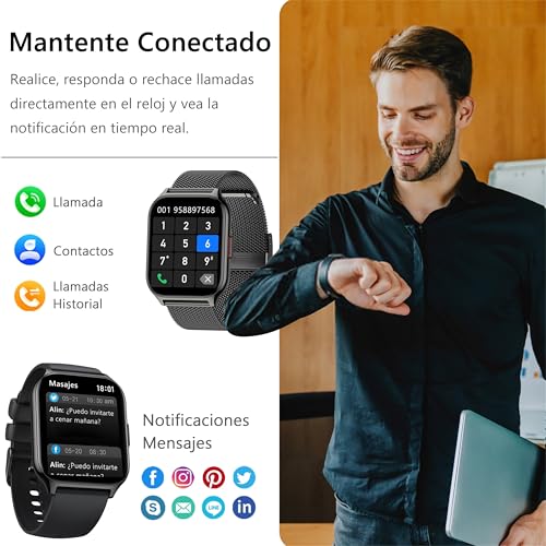 ZOSKVEE Smart Watch Women Men, [Two Straps] Bluetooth Call, 2 Inch Sports Smartwatch with Blood Pressure, 100+ Sports, Heart Rate, DIY Dials, for iOS Android