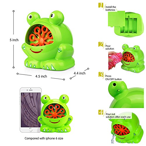 Baztoy Bubble Machine, Boys Girls Toys Over 500 Bubbles Per Minute Durable Automatic Bubble Blower for Kids with 2 Extra Bubbles Solution for Birthday Party, Indoor and Outdoor