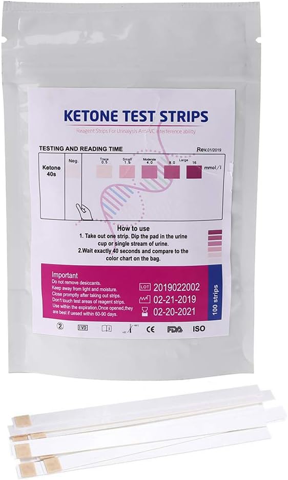 1 Set 100pcs URS-1K Test Strips Ketone Reagent Testing Urine Anti-vc Urinalysis Home Ketosis Tests Analysis Professional Fast Testing