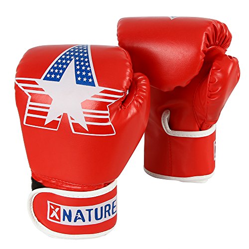 Xnature 4oz 6oz 8oz PU Kids Boxing Gloves Children Cartoon MMA Kickboxing Sparring Youth Boxing Gloves Training Gloves Age 5-12 Years (Red Boxing Gloves Without Gift Box) - Thumbnail 6