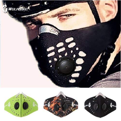 WOLFBIKE Super Anti-Pollution Motorcycle Bicycle Cycling Racing Mask Carbon Cloth Bike Ski Half Face Mask. Green
