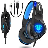 Gaming Headset for Xbox One,PS4,PC,Mac,Headphones with Mic and LED Light (Blue)
