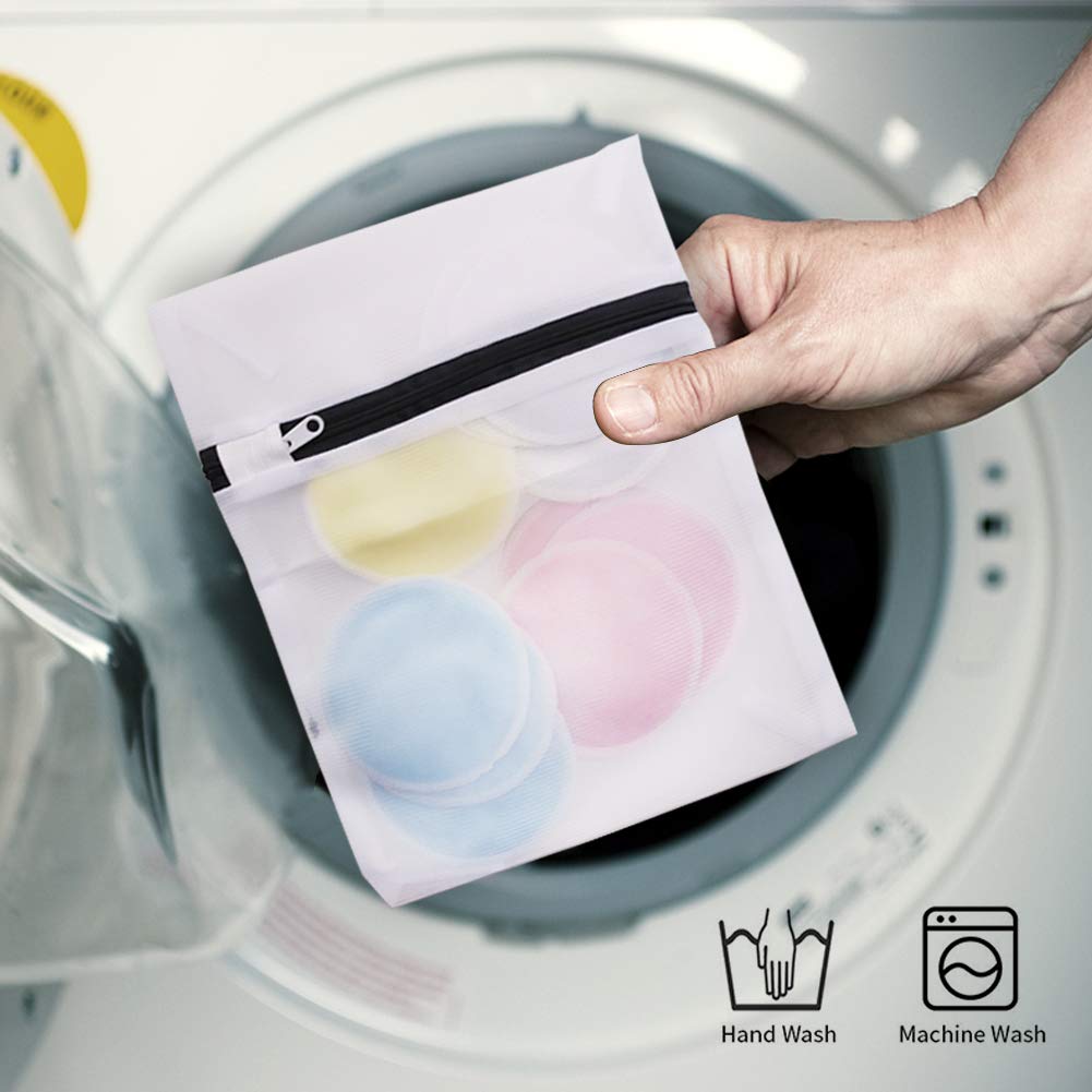 Makeup Remover Pads, 14 Pack Reusable Bamboo Soft Face Clean Pads Facial Skin Care Wash Cleansing Pads with Laundry Bag and Cosmetic Bag, Assorted Colors