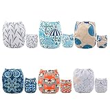 ALVABABY Pocket Cloth Diapers Reusable, Washable Adjustable, One Size for Baby Boys and Girls, 6 Pack with 12 Inserts for Black Friday 6DM26