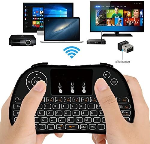 Vasteyu i86 2.4GHz Wireless Mini Keyboard with Mouse Touchpad Rechargeable Combos for PC, Pad, Google Android TV Box and More (White backlight)