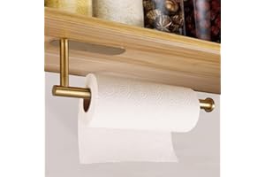 1pc Self-Adhesive Paper Towel Holder Under Cabinet for Kitchen, Bathroom Tissue and Towel Holder, Gold