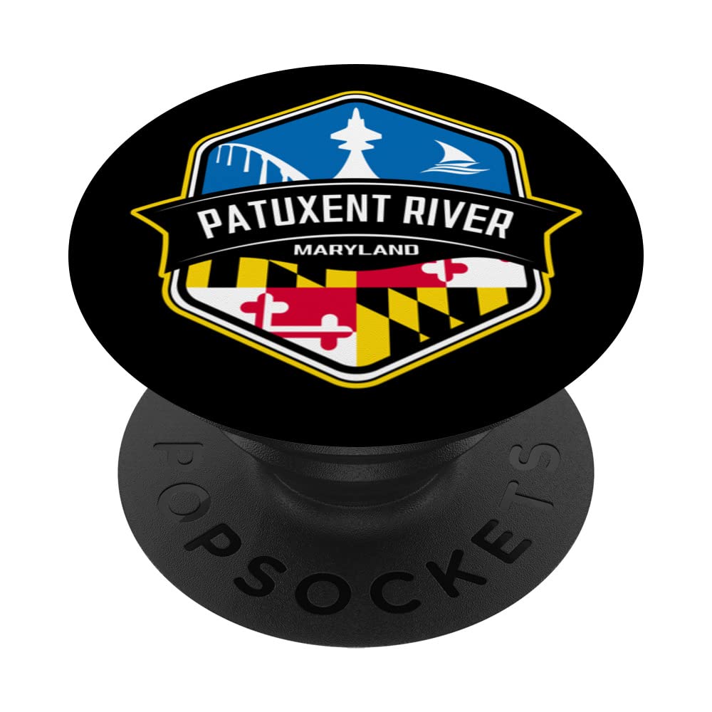 Patuxent River Maryland Logo with MD Flag Design Souvenir PopSockets Adhesive PopGrip