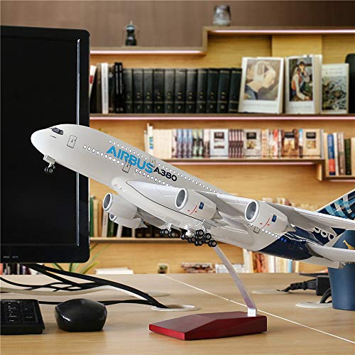 24-Hours 18â€ 1:160 Scale Airplane Kit A380 Model Plane Collection with LED Light(Touch or Sound Control) for Decoration or Gift