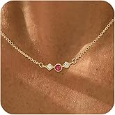 MFRYK Gold Necklace For Women,14K Gold Plated Emerald Birthstone Necklaces for Women,Dainty Blue Green Pink Purple Cubic Zirconia Diamond Gemstone Choker Necklace,Mothers Birthday Jewelry Gift