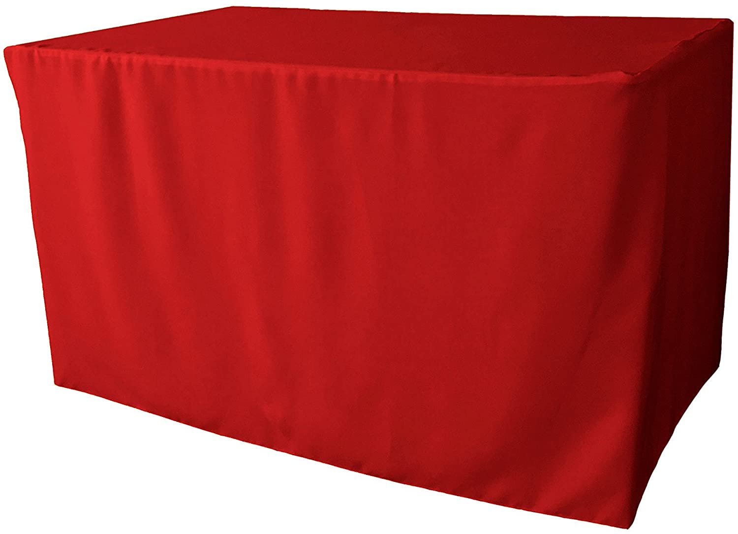 LA Linen TCpop 48x30x30_RedP98 Polyester Poplin Fitted Tablecloth 48 30-Inch, Red