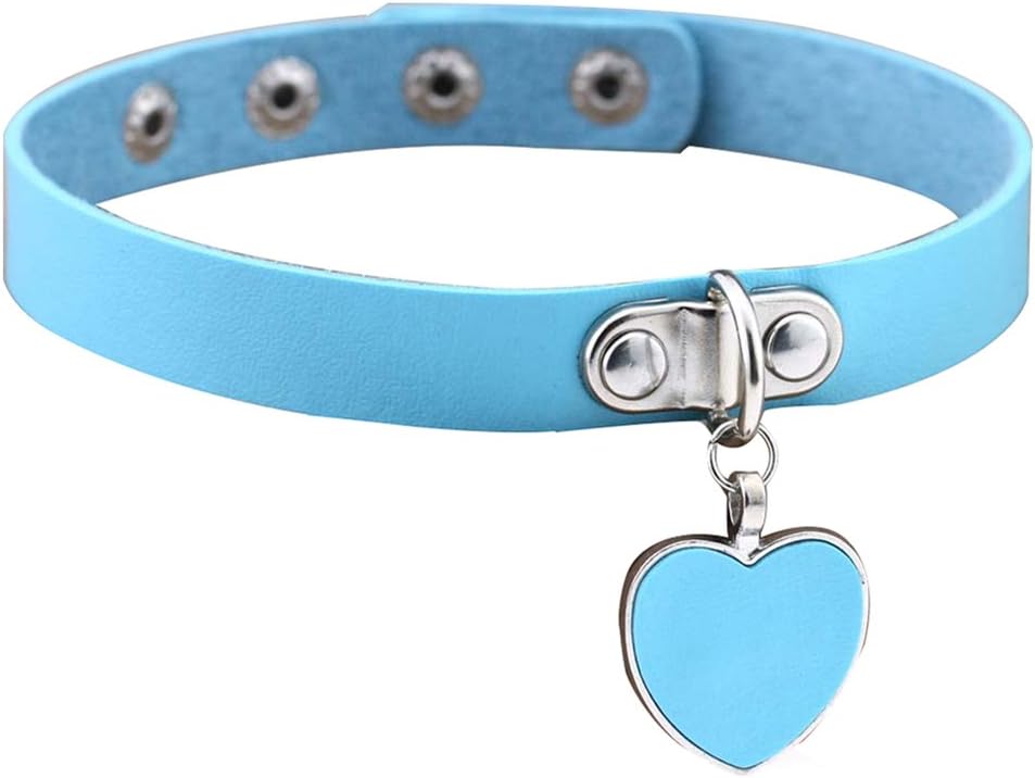 Punk Gothic Women Love Heart Pendant Faux Leather Choker Collar Necklace Bracelet