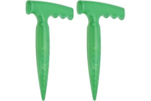 Omninmo 2pcs Green Handheld Plastic Hole Punch Sowing Bulb Seeds Sow Dibbler Soil Digger Garden Grip Widger Supplies Transplanting Vegetable Loose Soil Dibber for Plant Transplanting/Seedling/Sowing