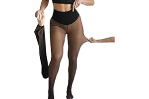 New Compression Band & One Seam Option, Plus-Size Warm Seam Translucent Fleece Lined Leggings For Women