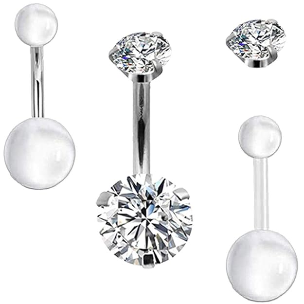 Buy YEELONG 14G Transparent Silver Belly Button Rings for Women Girls