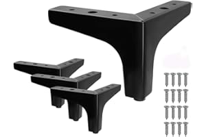 Seimneire 4pcs 4 Inch Furniture Legs, Modern Style Furniture Sofa Legs Metal Matte Black Triangle Feet for Table Cupboard Sofa Couch Chair