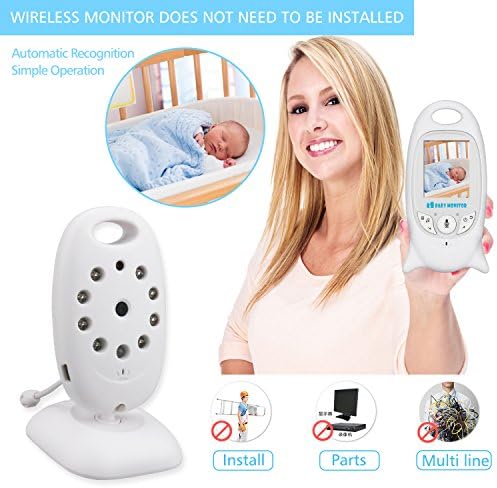 Hollyson Digital Security Baby Monitor Videos Camera with Night Vision Temperature Monitoring and 2 Way Talk Talkback System