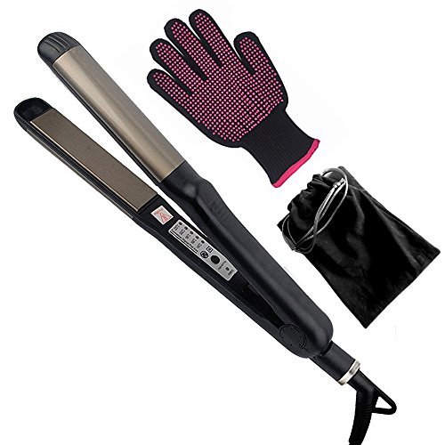 Hair Straightener & Curler Iron 2 in 1 Kiliss 1-Inch Ceramic Professional Temperature Control Hair Flat Iron (Black)