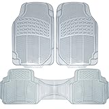 OxGord Universal Fit 3-Piece Full Set Ridged Heavy Duty Rubber Floor Mat - (Clear)