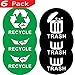 6 Pack of 6 Inch Mountain View Trash Recycle Combo Symbol Sticker, Recycle Sticker, Recycling Sticker, Recycle Decal Logo Stickers, Exclusively by NISPCO
