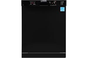 EQUATOR ADVANCED APPLIANCES Equator24" Built in Dishwasher 14 Place Setting Wine Rack 8 Wash FAST 50 Delay1/2Load 110V E-Star ADA in Black