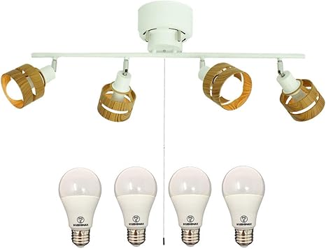 Amazon Co Jp Kushimax 天井照明 シーリングライト4灯 シーリングスポットライト 8畳 リビング ダイニング照明 和室 照明器具 天井 おしゃれ Led電球付き E26口金 ナチュラル ホーム キッチン