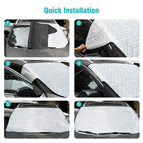 Tsumbay Car Windshield Snow Cover Car Sunshades for Windshield with 4 Layers Protection Car Windshield Snow Ice Cover for Ice, Snow, Frost, UV Defense, Windshield Winter Cover Fits for Most Vehicles