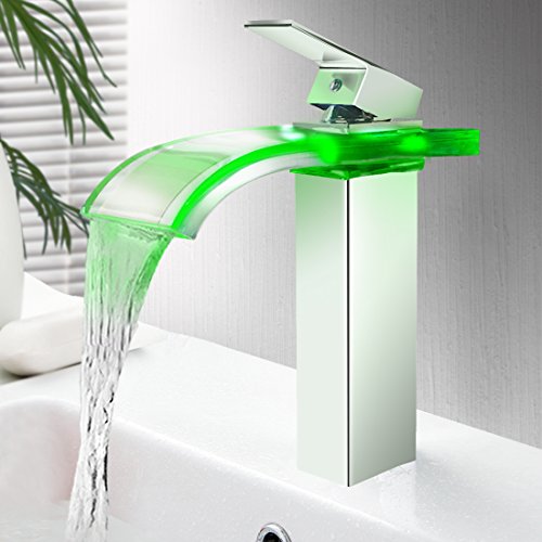 Bathroom Led Faucet Single Handle Mixer Tap, Water Powered (No Battery Required), 3 Color Changing Base On Temperature - Thumbnail 7