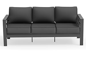 UDPATIO 3 Seats Aluminum Outdoor Furniture Set, All-Weather Metal Outdoor Couch Sofa with 5" Thick and Soft Cushion, Deep Seating Patio Sofa for Balcony, Porch, Backyard