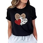 omzura Womens Valentines Tshirt Cute Love Heart Graphic Tee Crew Neck Causal Short Sleeves Tops