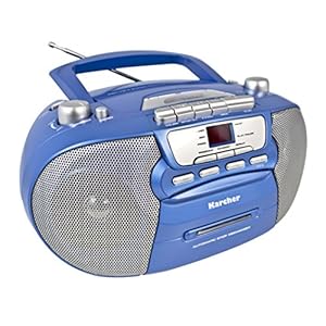Karcher RR 5040 Oberon draagbare CD-radio met AM/FM-radio, CD, cassette, AUX-In, blauw-metallic
