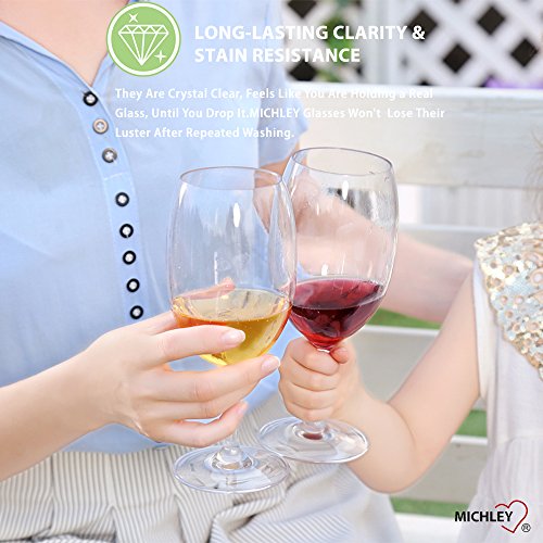 MICHLEY Unzerbrechlich Tritan-Kunststoff weinglaeser, rotwein trinkglas, gläser fur Camping Party, BPA-frei 570 ml… – Bild 7
