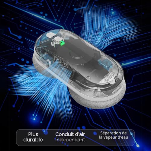 HIXZAP X1 Robot Window Cleaner with Two-Way Ultrasonic Spray, Double Propeller, 4800-6400pa, 85 ml Tank, Edge Detection, Smart Navigation, for Windows and Mirrors (Black)