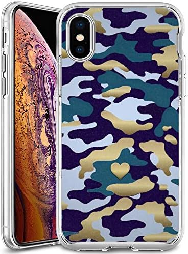 Soft TPU Case for Newly Released iPhone Xs Max, Transparent Clear Lightweight Printed Camouflage Pattern iPhone Xs Max [Latest Model 2018] Cover Case