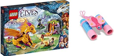 LEGO Elves Fire Dragon's Lava Cave 441 Pcs &amp; free Gifts Sunny Patch Bixie Butterfly Binoculars (Colors may vary) Toys